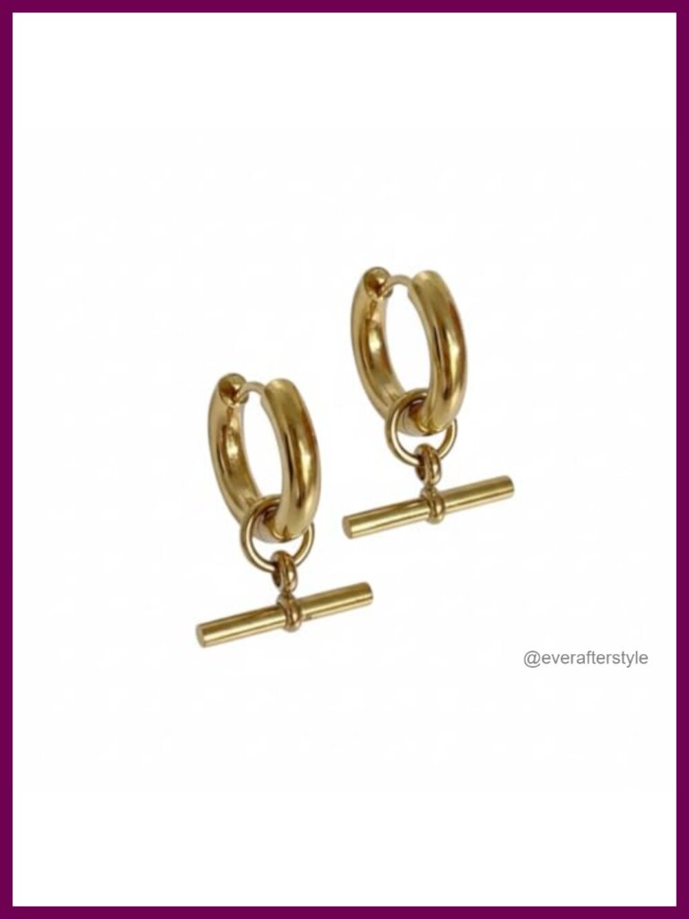 Stainless Steel T-Bar Huggie Hoop Earrings Minimalist Waterproof Hypoallergenic